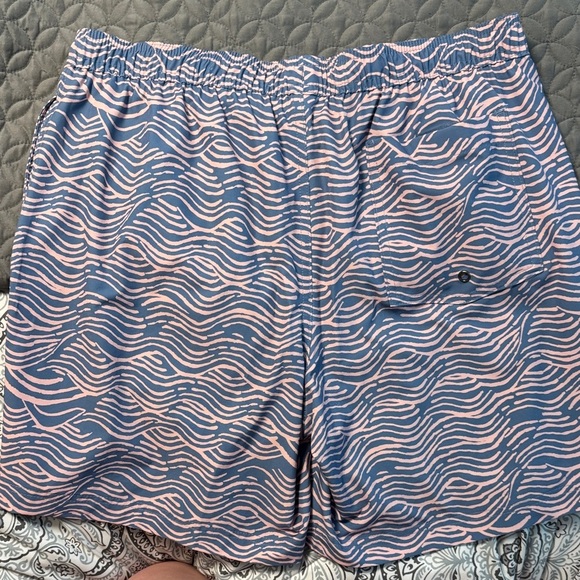 Sonoma Men's Swim Trunks with Pink and Blue Wave Pattern - Picture 2 of 3